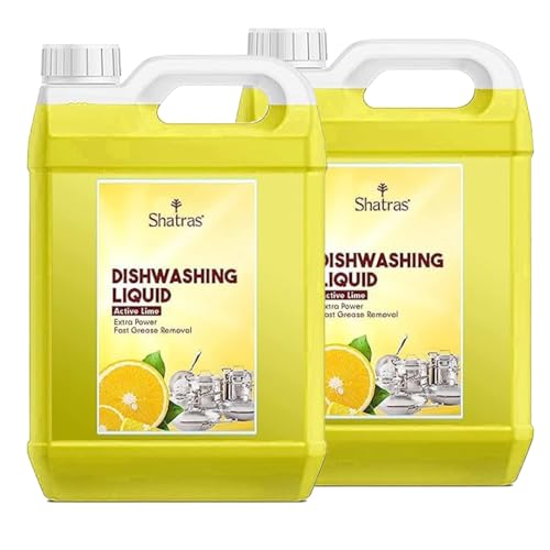 Image of Shatras Yellow Lime Dishwash Gel with Active Salt - Powerful Antibacterial Formula, Refreshing Citrus Scent, Residue-Free Cleaning for All Utensils, Fast-Acting and Effective