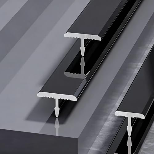 Perfil Transición Suelo en T 90cm Luz Brillante Tira de Transicións de Piso, Tapajuntas para Suelos para Suelo para Entre Baldosas Suelos de Madera Moquetas 3 Pieza(Oscuro,6mm/0.24inch)