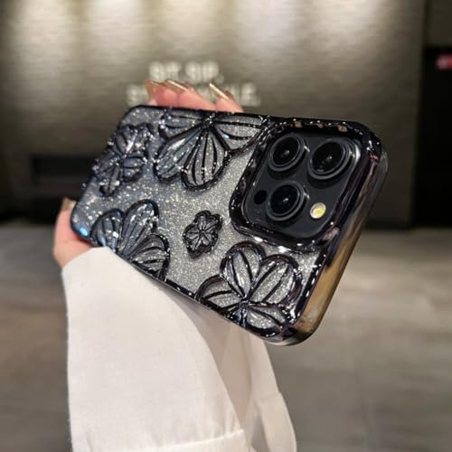 Coque iPhone 14 Pro Max paillettes fleurs pour le quotidien