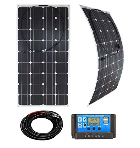 Lowenergie Flexible Solar Panel PV Photo-voltaic Ideal for Caravans, Boats, Gardens, Camping & Motorhomes. Kit (100W White)