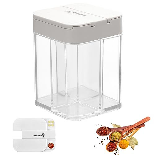 Deepton 4 in 1 Gewürzstreuer Camping, Gewürzdosen, Reisegewürzset, Camping Gewürzset, Transparent Gewürz Organizer Camping, Gewürze Camping Set für Zuhause Reisen BBQ Picknick
