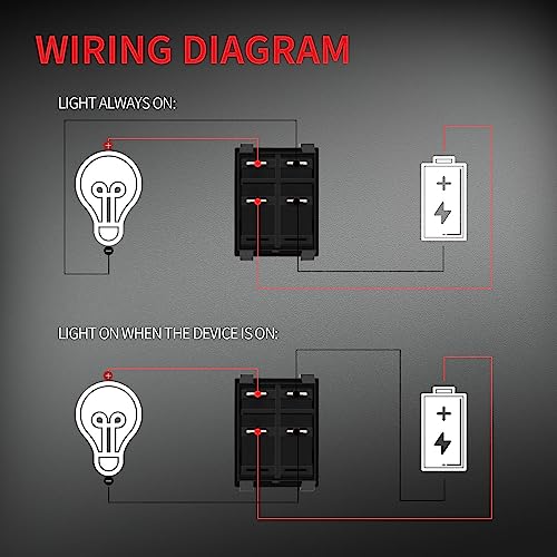 Daiertek KCD2-2-201N 30A 250V Kcd2 Kcd4 Rocker Switch Dpst 4 Pin Red Lighted 120V Rocker Toggle Switch thumb #3