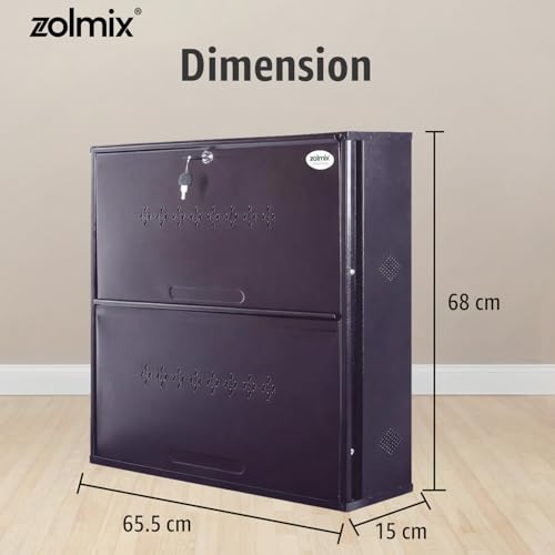 Image of ZOLMIX 2 Shelves Shoe Rack for Home with Door & Cover, Mild Steel Shoe Stand with Shoe Cabinet, Shoe Organizer Rack,Slippers,Shoe &Chappal Storage, Wall Mounted & Shoe Stand (Brown)