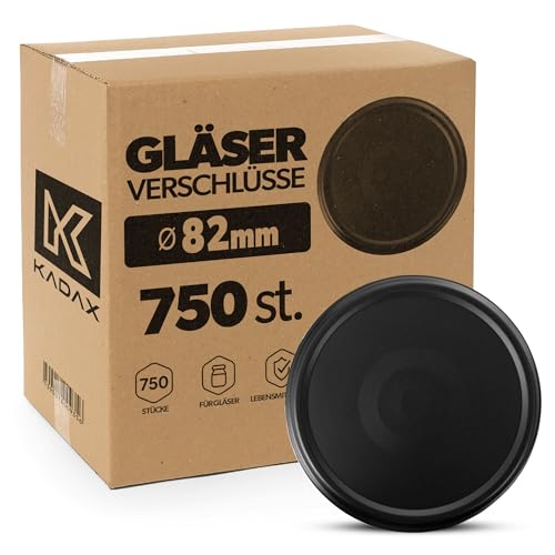 KADAX 750er Set Schraubdeckel TO82 ⌀ 82mm Schwarz Matt – Twist-Off Ersatzdeckel für 235-900ml Einmach- & Marmeladengläser… – Ansicht 1