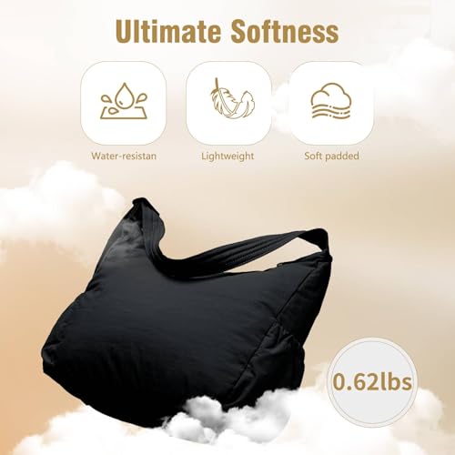 Image of Nylon Hobo Crossbody Bags for Women Large Shoulder Bag Casual Travel Handbags with Adjustable Quilted Strap