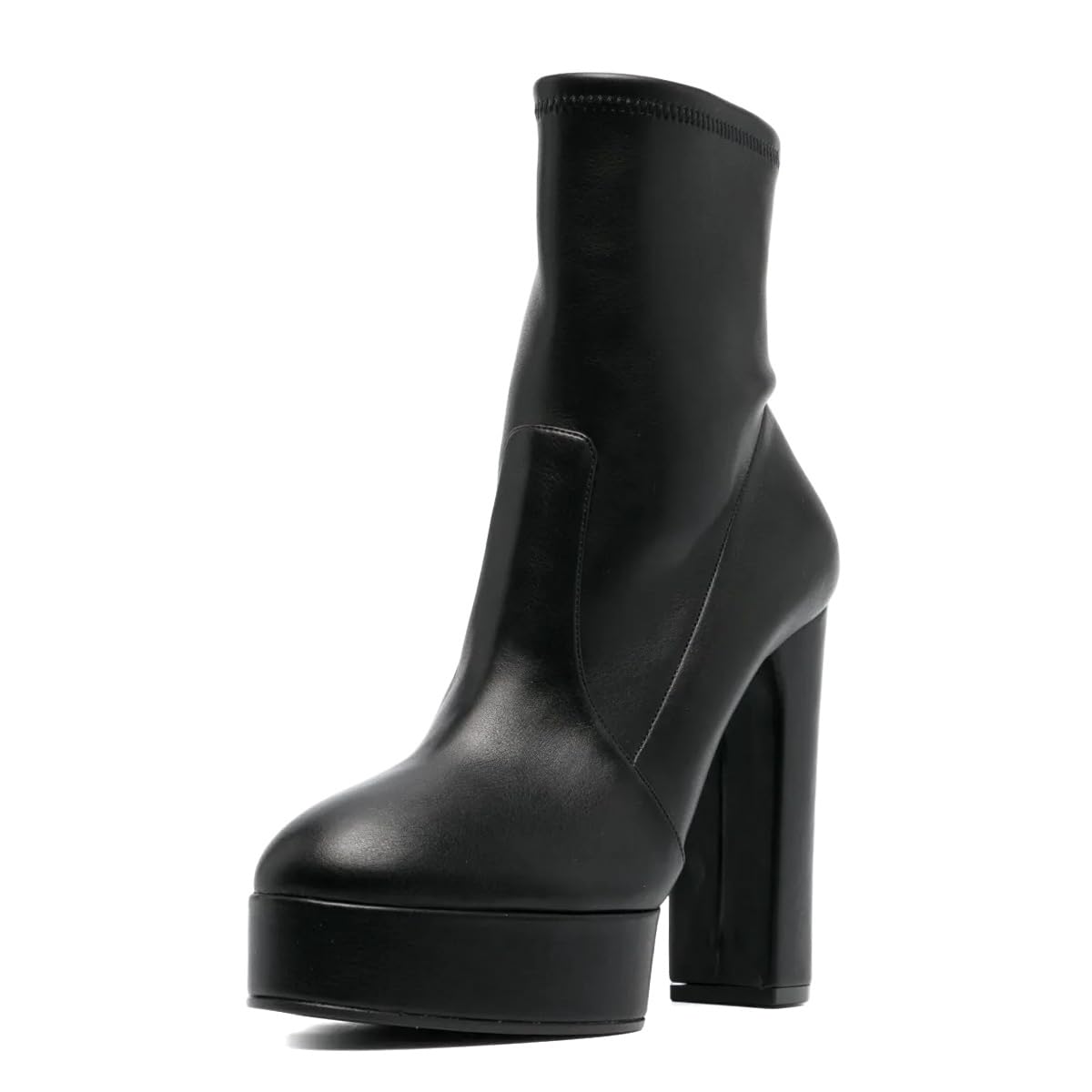 Women Classic Platform Stretchy Ankle Boots Chunky High Heels Closed Toe Pull On Booties Working Daily Wear Shoes
