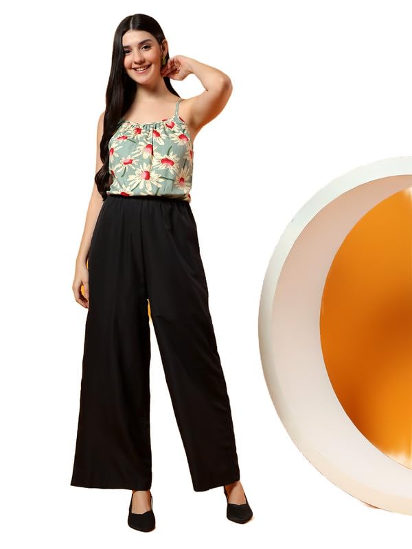 Women's Printed Shoulder Strap Sleeveless Jumpsuit | 2 Pockets | Concealed Zip | Cotton Lining | Casual Wear | 3X-Large-picture-16
