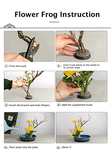 Svy Japanese Kenzan Ikebana Flower Arranger, Kenzan Flower Frog With Needle Calibrator And Cleaning Brush (2.4") #TOP4