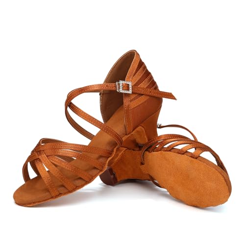 AOQUNFS Girls Latin Dance Shoes Low Heels Tango Salsa Ballroom Practice Performance Dancing Shoes2