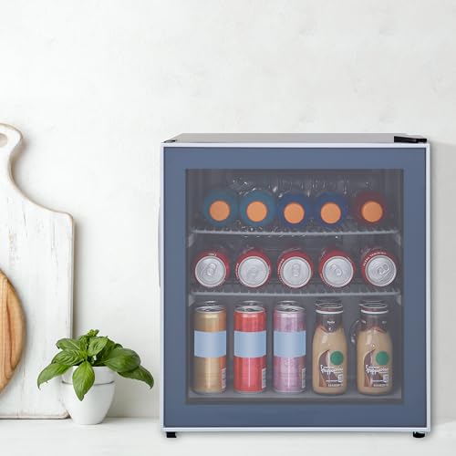 Image of Avanti Beverage Cooler with Glass Door 60 Can Mini Refrigerator for Beer Soda Water 18.25-Inch Wide Freestanding, with Adjustable Temperature Control and Removable Shelves, 1.6-Cu.Ft., Metallic