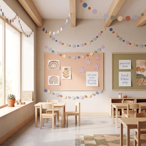 Image of Outus 5 Pieces Colorful Circle Garland Banner Hanging Paper Dot Decorations for Classroom, Birthday Party, Baby Shower, Wedding Backdrop & Photo Booth Graduation Decor (Boho Color)
