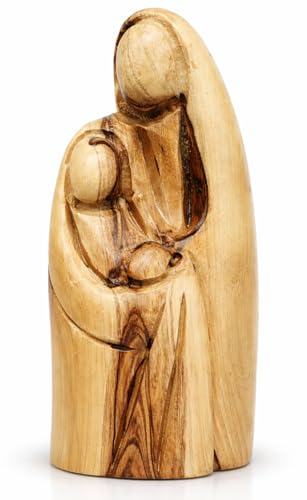 Estatua bendición Sagrada Familia de madera de olivo 3.7 pulg miniatura 1