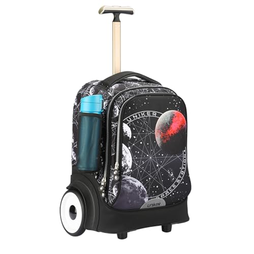 UNIKER Rolling Bag with Quiet Glide Wheels, 40L Water Resistant Wheeled Laptop Backpack, Silent Wheel Travel Backpack for Women Men, T5- Space Station