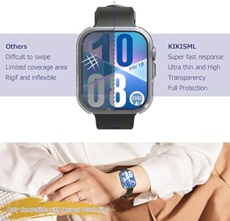 KIKISML 2 PCS Screen Protectors Compatible with Huawei Watch Fit 4, Full Protective Ultra Slim Soft TPU Case Cover Compatible with Huawei Watch Fit 4(Black, Clear)