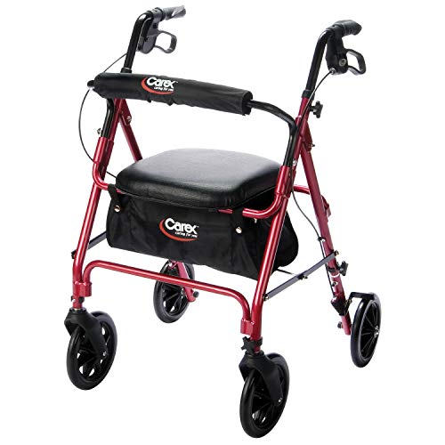 Carex Rolling Walker / Rollator with Padded Seat and Backrest by Carex Health Brands