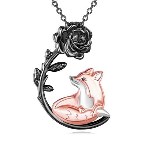 Fox Necklace 925 Sterling Silver Fox Pendant Necklace for Women Fox Jewelry Gifts