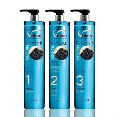 Veliss Brazilian Pro Caviar Hair Straightening Protein Treatment Kit 3×1L