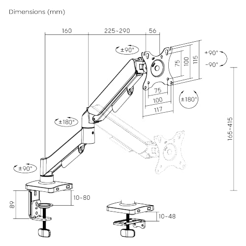 Image of Jin Office Single Monitor Gas Spring Arm |Supports 13-32 inch Screen| 10KG Weight Capacity, 1 Year Warranty| Height Adjustable Desk Mount| Spring Adjustment Monitor Stand| Tilt, Swivel, Rotation Features