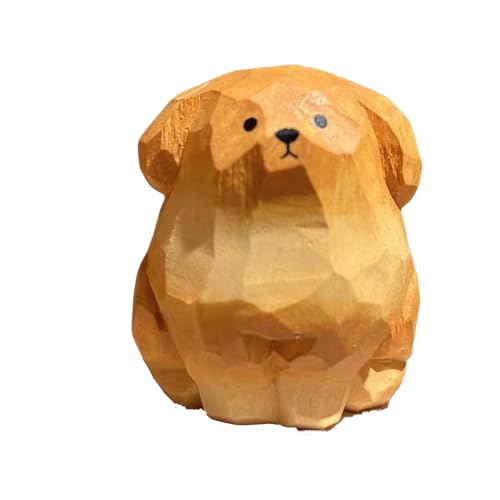 Estatua de Madera Golden Retriever Amarilla Pequeña miniatura 1