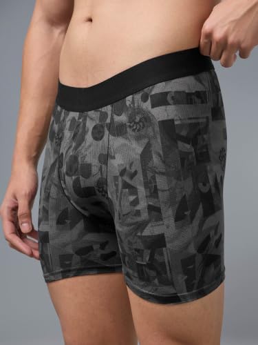 Image of TECHNOSPORT Men's Colorblock Trunks Underwear with ElastoLITE 4 Way Stretch Lightweight Breathable Moisture Wicking Soft Anti Odour Anti Microbial Comfort Fit Boxer Briefs Innerwear for Men