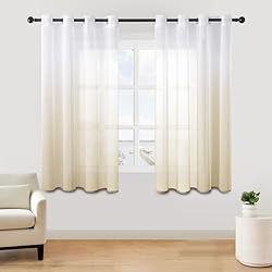 Cortinas De Sala Cortas MRTREES 2 Piezas Cortinas Salon Visillos Cortos Translúcida Visillo Color Degradado Leve de Dormitorio Moderno Ventana 140×160cm Beige Visillos Salon Paneles para Habitacion Niños Sala Comedor Balcon
