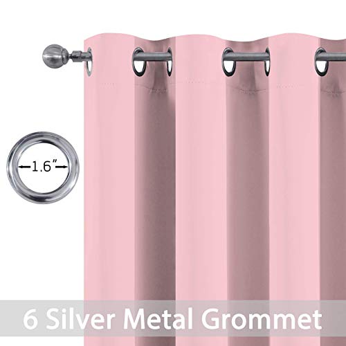 Yakamok Pink Curtains Room Darkening Thermal Insulated with Grommet Window Curtain for Bedroom, 38Wx72L inch, 2 Panels