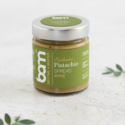 BAM Aufstriche, ohne Palmöl, Paste für Desserts, glatt und cremig, 200 Gramm (Pistazien)