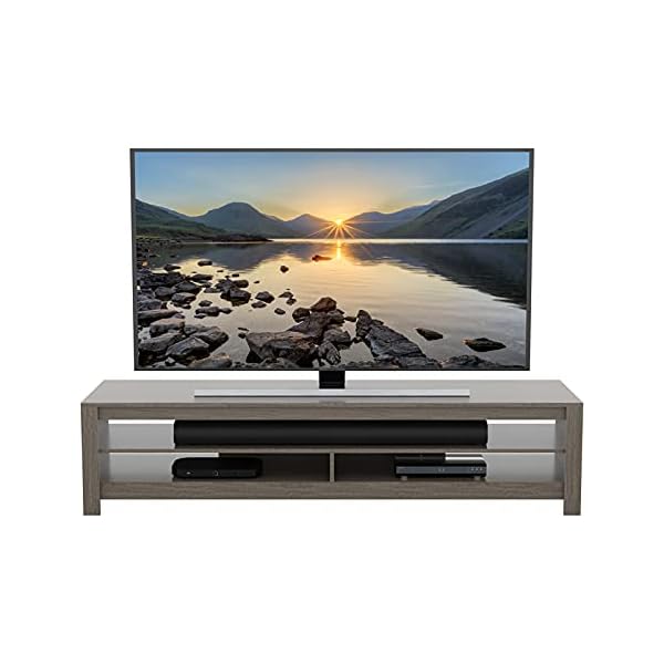 Mahara Corner TV Stand Unit in Grey wood effect veneer, for flat or curved screen TVs, 42" 45" 47" 50" 55" 60" 65" 70" 75" 80", 180cm width - Image 4