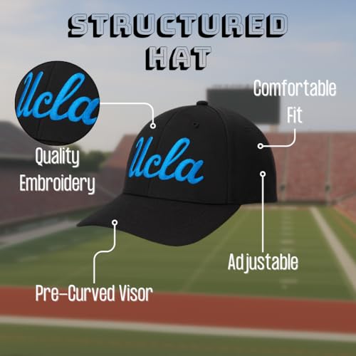 Gorra deportiva universitaria ajustable negra y azul miniatura 4