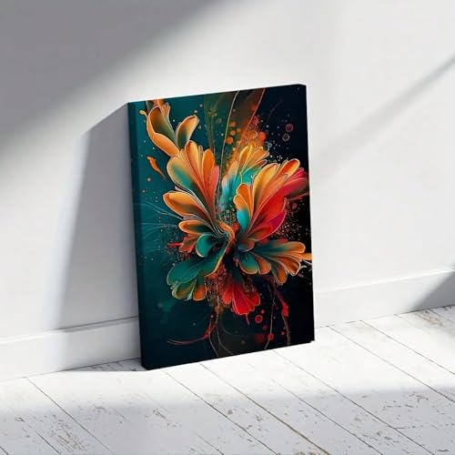 Toile murale abstraite moderne grand format et affiche de fleurs colorées avec cadre