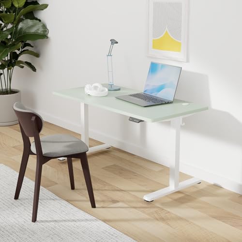 Image of FEZIBO Electric Standing Desk, 48 x 24 Inches Height Adjustable Stand up Desk, Sit Stand Home Office Desk, Computer Desk, Green