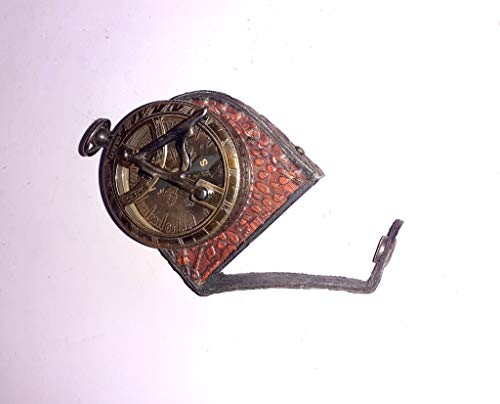 Brújula de bolsillo antigua de latón grabada miniatura 6