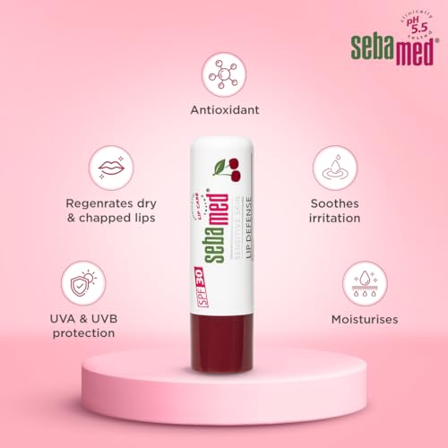 Sebamed Lip defense 4.8gm, Cherry | SPF 30 |Lip balm for Dry & Chapped lips with natual oil & Vitamin E | UV protection | Dermatologically tested - Image 6