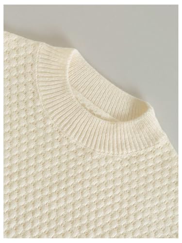 Image of BEAUDRM Girl's Bow Sweater Crew Neck Cute Sweaters Long Sleeve Knit Pullovers Sweater