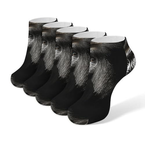 5 Pairs of Cotton Ankle Socks for Women Men An Adult Gorilla Low Cut Socks for Running Hiking No Show Athletic Sock