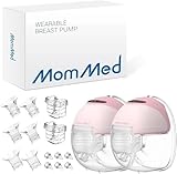 MOMMED Double Breast Pumps, Hands Free with 3 Mode & 12 Levels, Rechargeable, Leak-Proof Design Electric Breast Pumps, 24 mm Wearable Breast Pumps, Includes 17/19/21 mm Flange Inserts