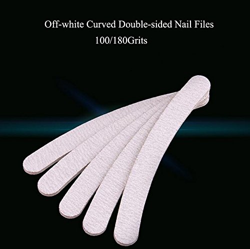 10Pcs 100/180 Grit White Eva Curved Arcuate Nail File Double-Sided Professional Waterproof Nail Files Emery Board Cosmetic Manicure Pedicure Nail Art Supply Nail Buffer Buffering Polish Tools #TOP2