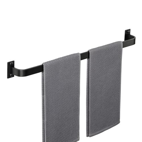 Image of SAYAYO Black Towel Rail Wall Mounted Hand Towel Holder 60CM, Waterproof Single Bathroom Towel Bar for Home Use, Kitchen, Laundry Room