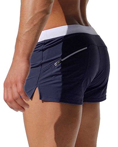 Malavita Mens Swim Shorts Slim Wear with Pocket(M, DarkBlue)