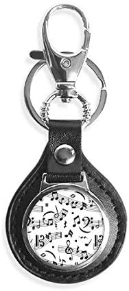 DIYthinker Music Notes And Bars Key Chain Ring Keyholder Hook Leather Metal image 2