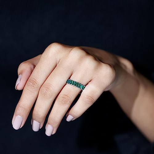 Rosec Jewels Created Emerald Eternity Wedding Ring | Gemstone Stackable Jewelry | Birthday Gift For Her, 925 Sterling Silver, Size: Us 13.00 #TOP2