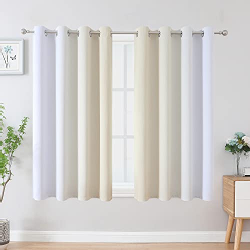 Estelar Textiler Beige and Grayish White Blackout Curtains & Drapes for Bedroom, Thermal Insulated Ombre Blackout Drapes, Full Room Darkening Energy Saving Curtains for Living Room, 52Wx54L, 2 Panels