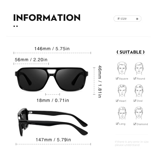 Polarized Retro Aviator Sunglasses for Women Men Vintage 70s Square Shades Sun glasses3