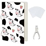 SUPERDANT Grußkarten Organizer Mit Cartoon Kuh Motiv Tier Grußkarten Ordner Lustiger Kartenhalter Aus Holz 2 Ring Postkartenalbum Für Geburtstage Und Hochzeiten Mit Locher Und 20 Taschen