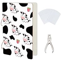 SUPERDANT Grußkarten Organizer Mit Cartoon Kuh Motiv Tier Grußkarten Ordner Lustiger Kartenhalter Aus Holz 2 Ring Postkartenalbum Für Geburtstage Und Hochzeiten Mit Locher Und 20 Taschen