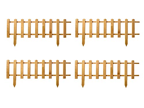 Wooden Picket Fence, Waterproof impregnated Fence Panel, Front Garden Fence, mini Fence, Ornamental Garden Fence, Lattice Fence (4 Pieces - 94 x 20 cm, Natural)