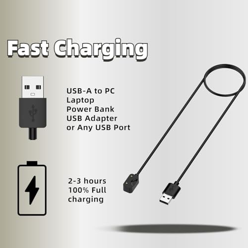 Image of Charger Cable Compatible with Samsung Galaxy Fit 3 USB-C Magnetic Replacement Charging Cable Cord Accessory - Replacement Charging Cable (Black, 100cm)