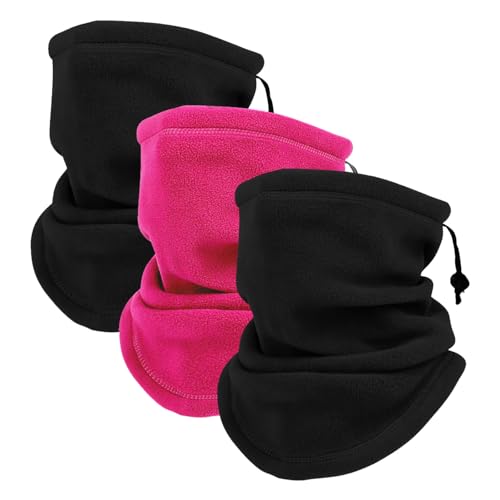 GYIOFAI 3 Pezzi Scaldacollo Pile Unisex,scaldacollo Invernale in pile,Scaldacollo in Pile con Coulisse Resistente al Freddo per Uomo e Donna Sport all'aria Aperta (3 Pezzi)