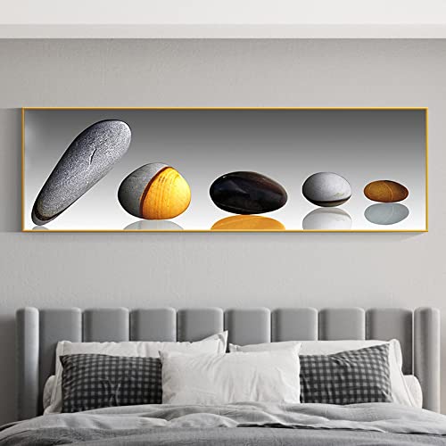Toile art pierre or et paysage noir et blanc photo murale 70x250cm sans cadre pour chambre