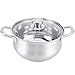 Pentola in Acciaio Inossidabile, Casseruola in Acciaio Inossidabile, Pentole in Acciaio Inossidabile, Vaporiera, con Coperchio in Vetro (5 L, Ø 24 Cm)